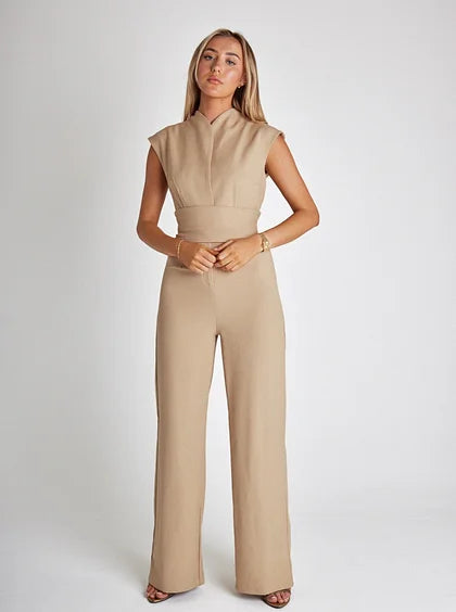 Combinaison sans manches à jambe large pour femme